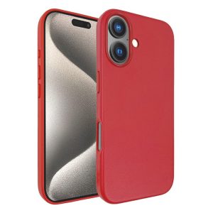 כיסוי דמוי עור אקסלוסיבי עבור iphone 16 תומך Magsafe בצבע אדום