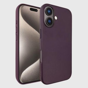 כיסוי דמוי עור אקסלוסיבי עבור iphone 16 תומך Magsafe בצבע יין