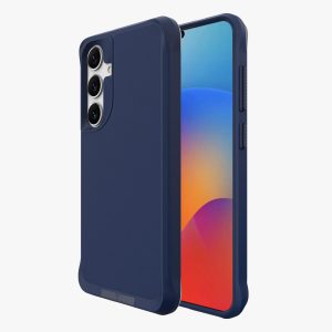 כיסוי מקושח איכותי במיוחד תומך Magsafe ורגלית עבור Samsung S25 / S24 בצבע כחול