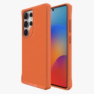 כיסוי מקושח איכותי במיוחד תומך Magsafe ורגלית עבור Samsung S25 Ultra בצבע כתום