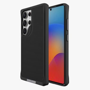 כיסוי מקושח איכותי במיוחד תומך Magsafe ורגלית עבור Samsung S25 Ultra בצבע שחור