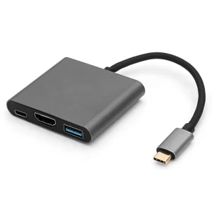 מתאם Type-C hab 3 in one (HDMI-USB-Type-C) בצבע שחור