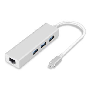מתאם Type-C to USB 3.0 3 PORT + LAN 1 GIGA