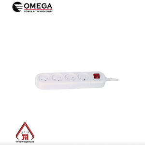 רב שקע 4 שקעים עם מפסק + כבל באורך 0.75 מטר מבית OMEGA