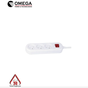 רב שקע 3 שקעים עם מפסק + כבל באורך 0.75 מטר מבית OMEGA