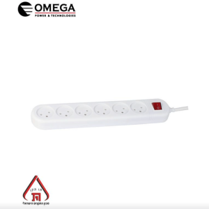רב שקע 6 שקעים + כבל באורך 0.75 מטר מבית OMEGA