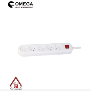 רב שקע 5 שקעים + כבל באורך 0.75 מטר מבית OMEGA