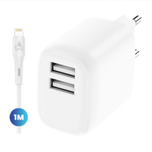 מטען קיר Essentials Dual 12W Wall Charger + Lightning Cable