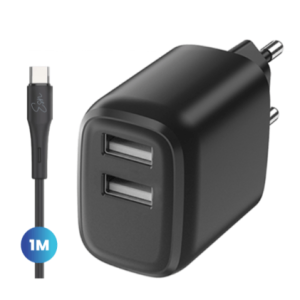 מטען קיר Essentials Dual 12W Wall Charger + Type-C Cable