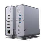 תחנת עגינה מקצועית 16 ב‑1 עם חיבור Type-C – Docking Station